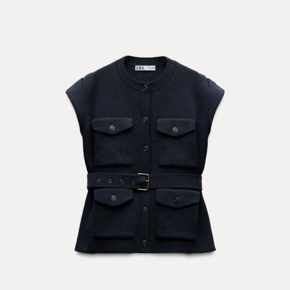 ZARA OVERSIZED KNIT VEST - Picture 3 of 7